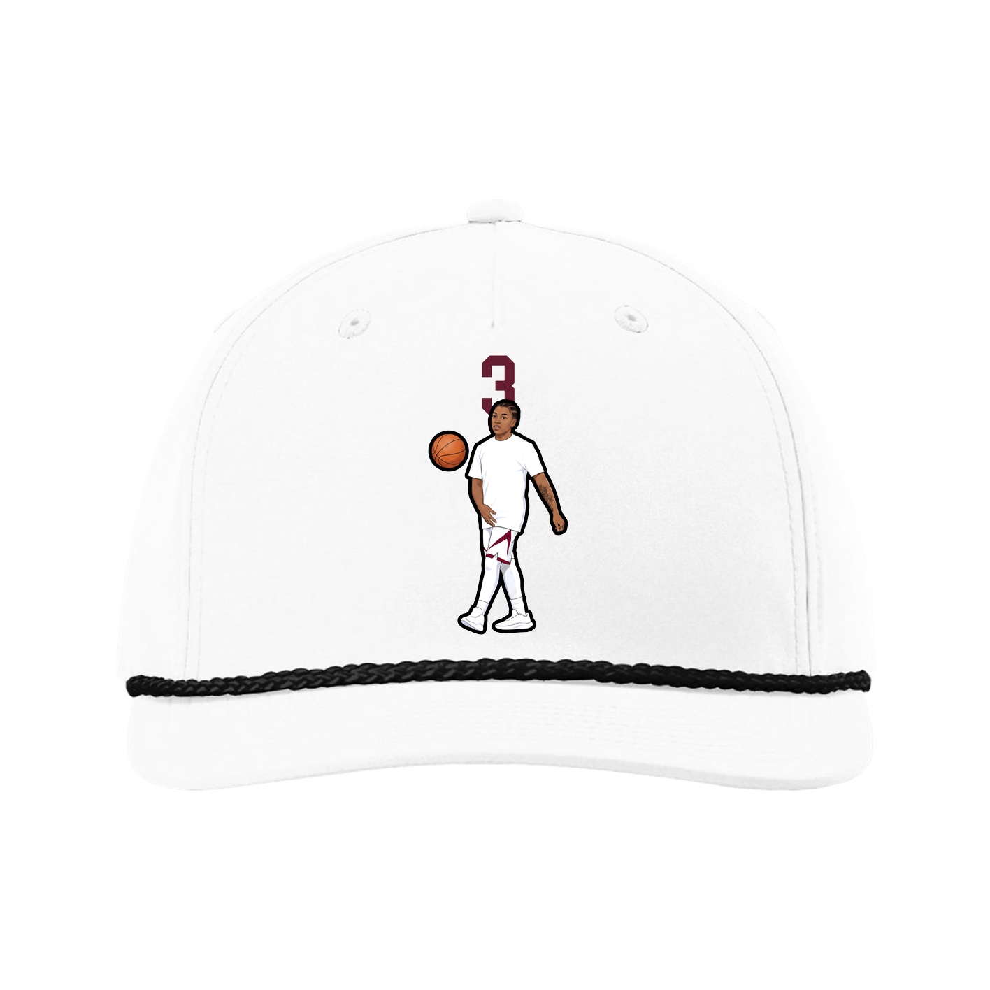 Five-Panel Classic Rope Cap — Number Top in White