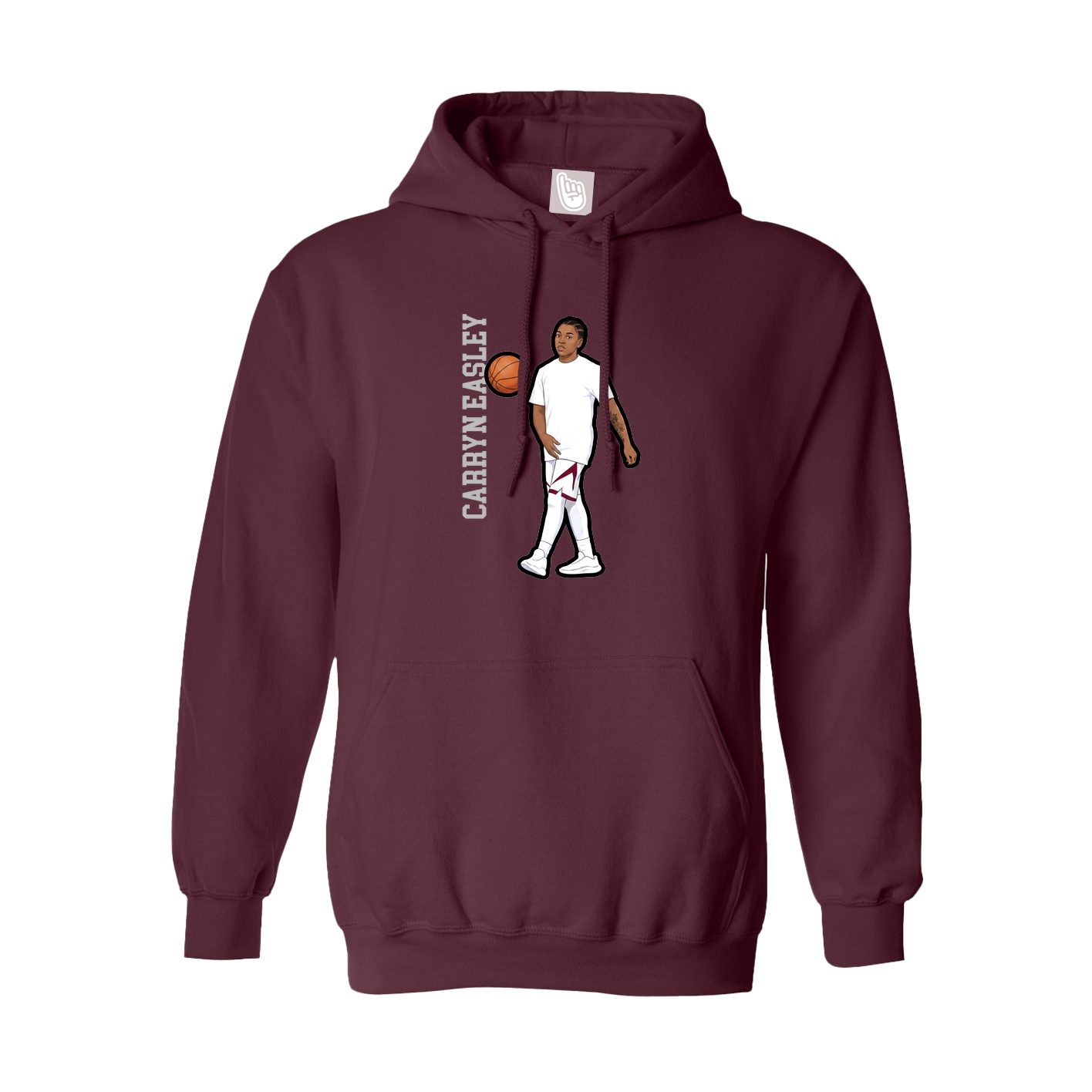 Youth Hoodie — Name Vertical in Maroon