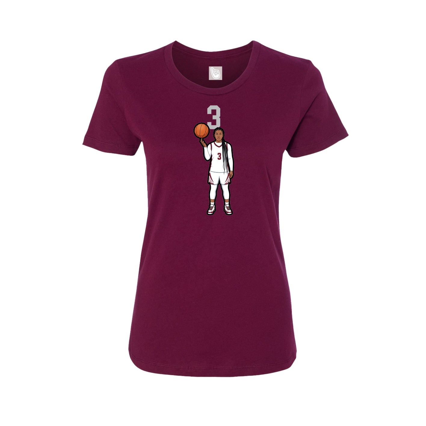 Womens Tee — Number Top in Maroon