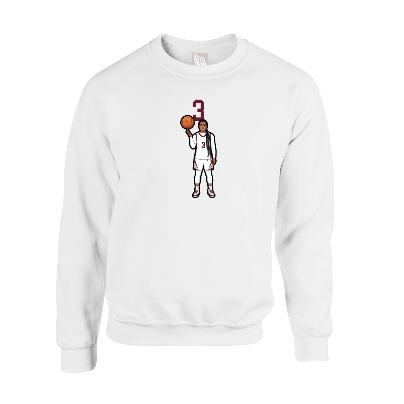 Fleece Crew — Number Top in White