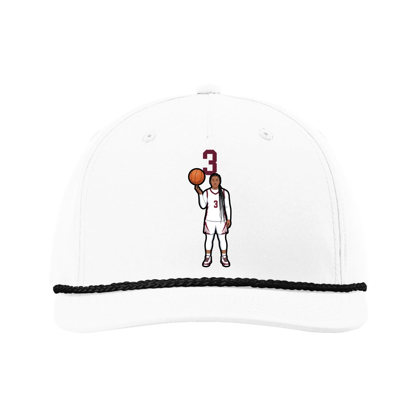 Five-Panel Classic Rope Cap — Number Top in White