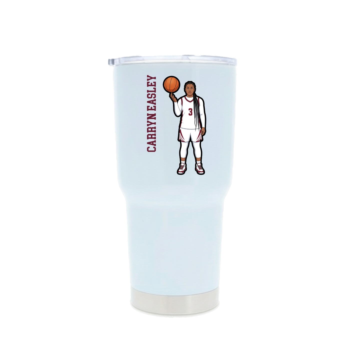 30oz Stainless Steel Tumbler — Name Vertical in White
