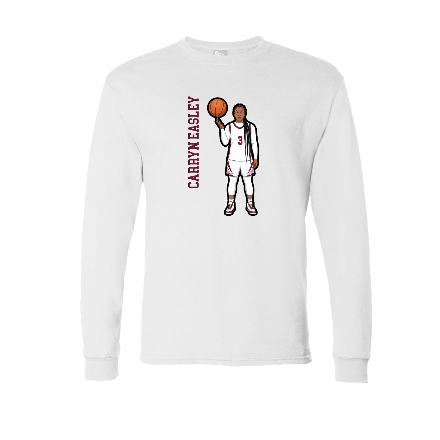 Long Sleeve Tee — Name Vertical in White