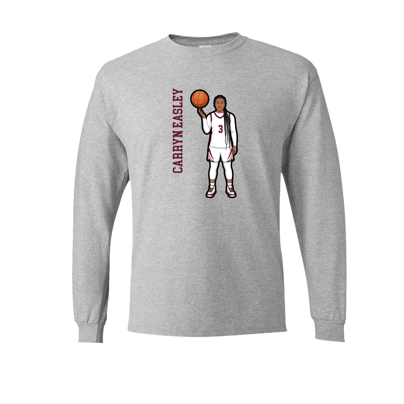 Long Sleeve Tee — Name Vertical in Grey