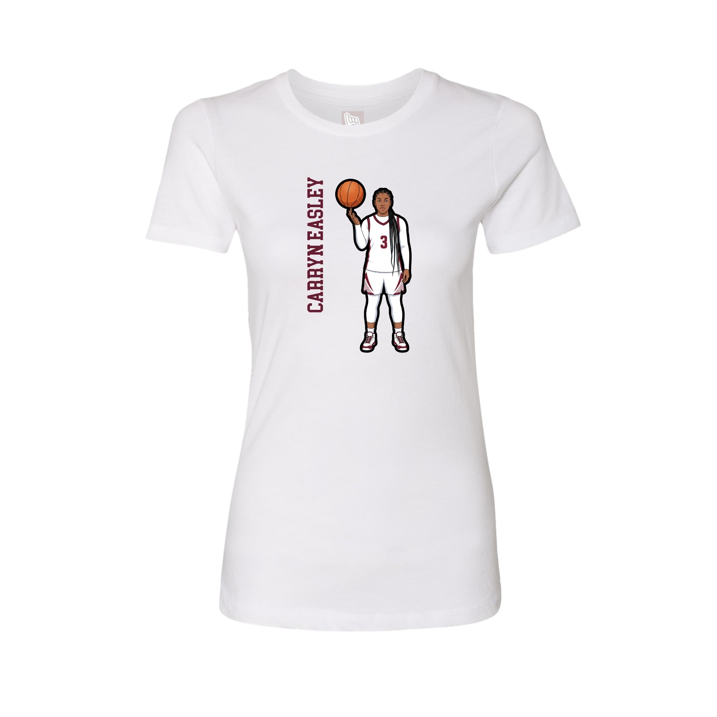 Womens Tee — Name Vertical in White