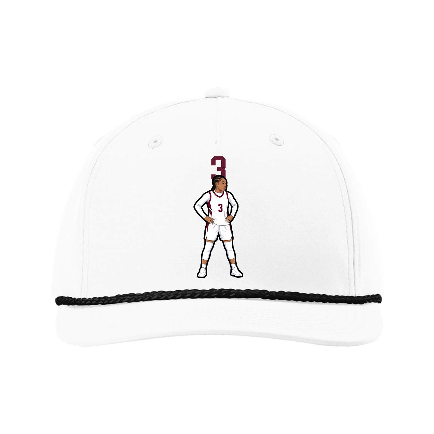 Five-Panel Classic Rope Cap — Number Top in White