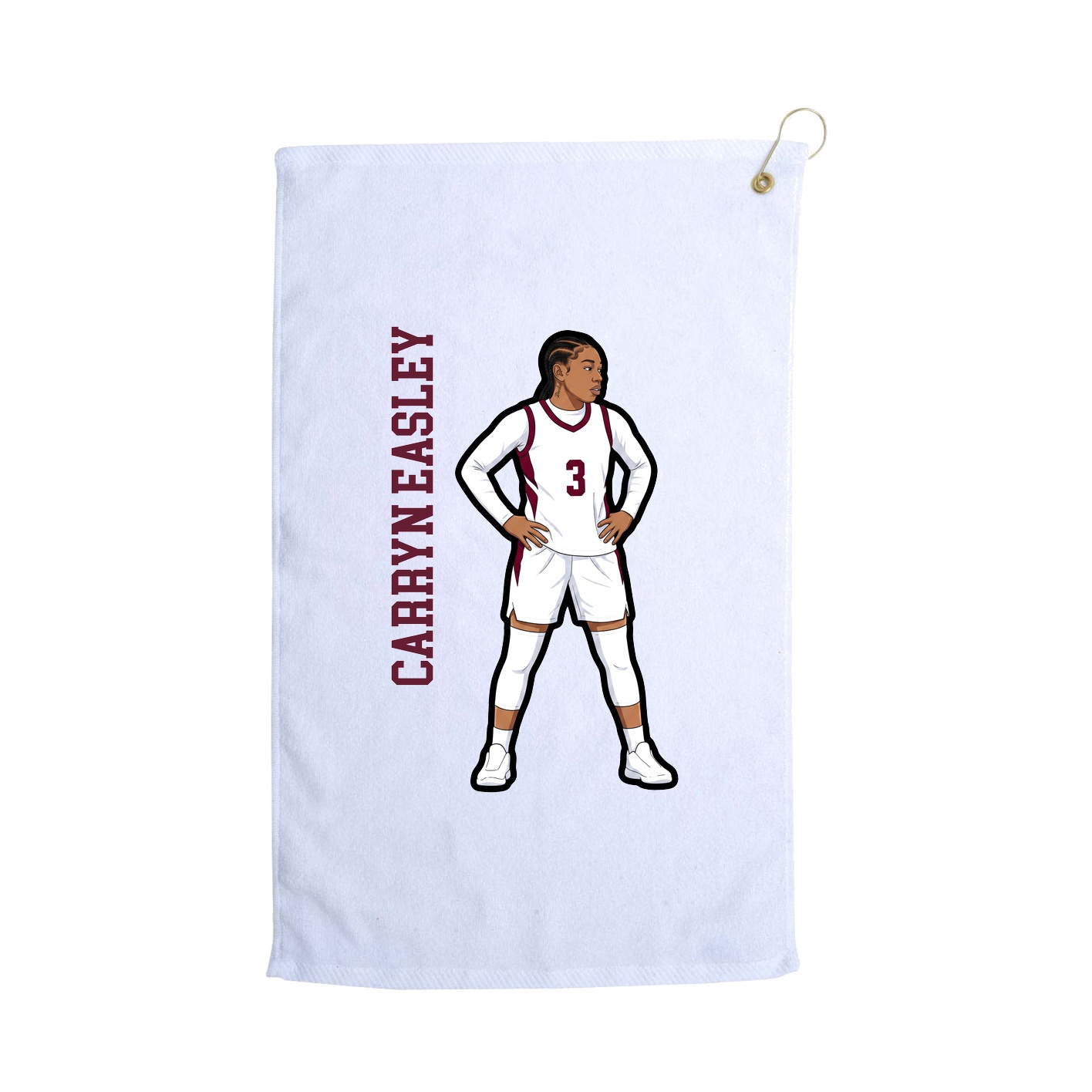 Golf Towel — Name Vertical in White