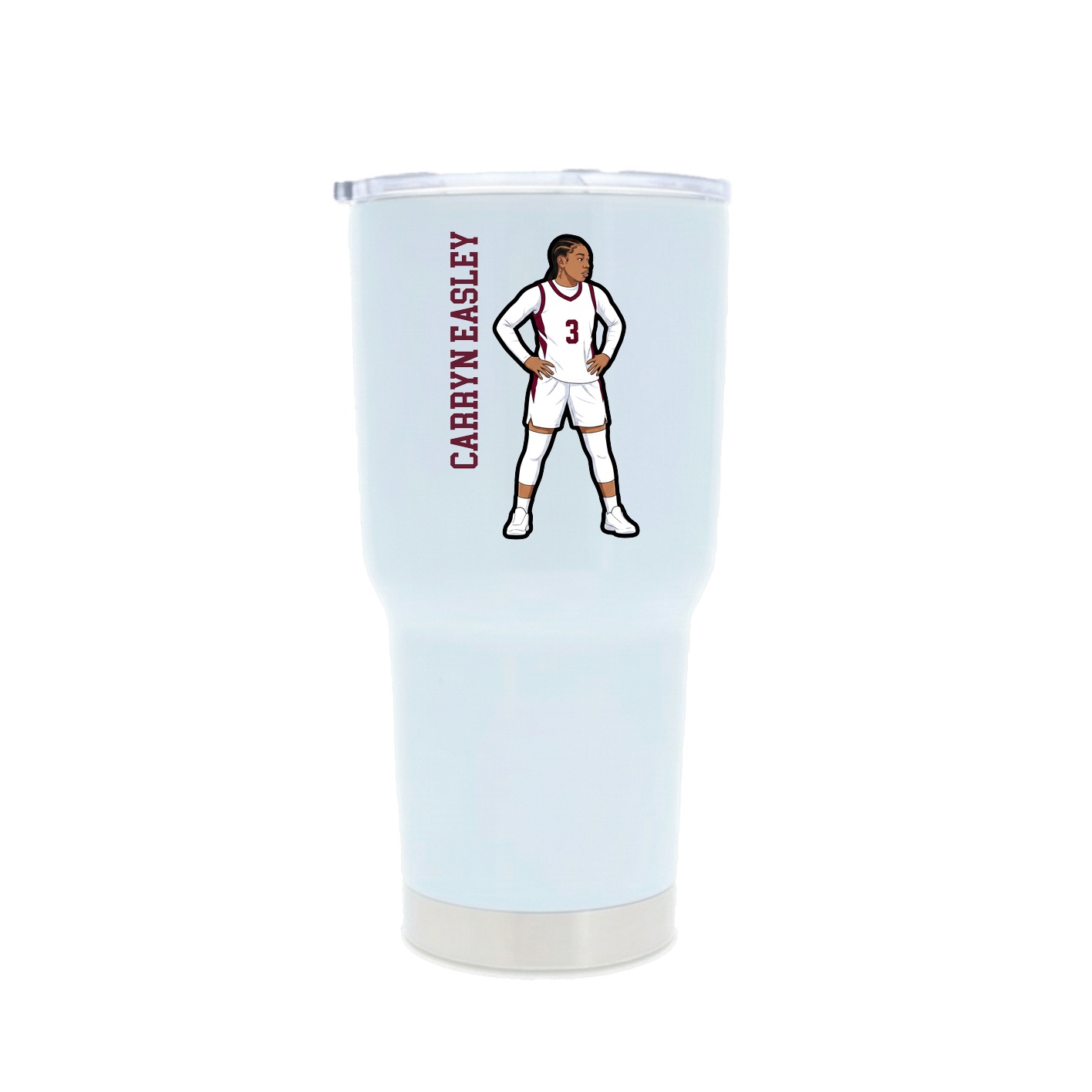 30oz Stainless Steel Tumbler — Name Vertical in White