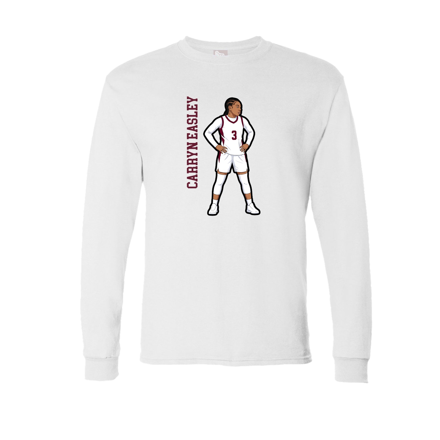 Long Sleeve Tee — Name Vertical in White