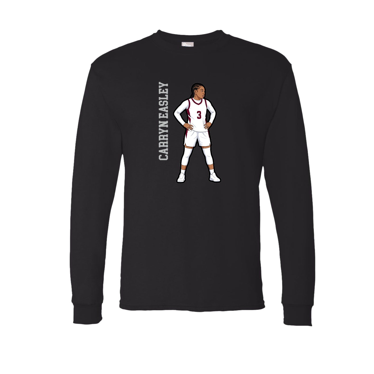 Long Sleeve Tee — Name Vertical in Black