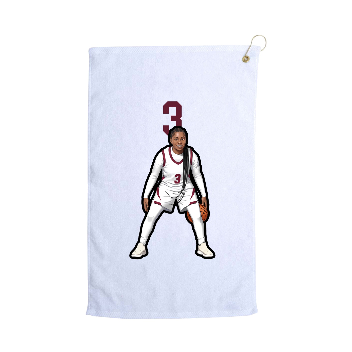Golf Towel — Number Top in White