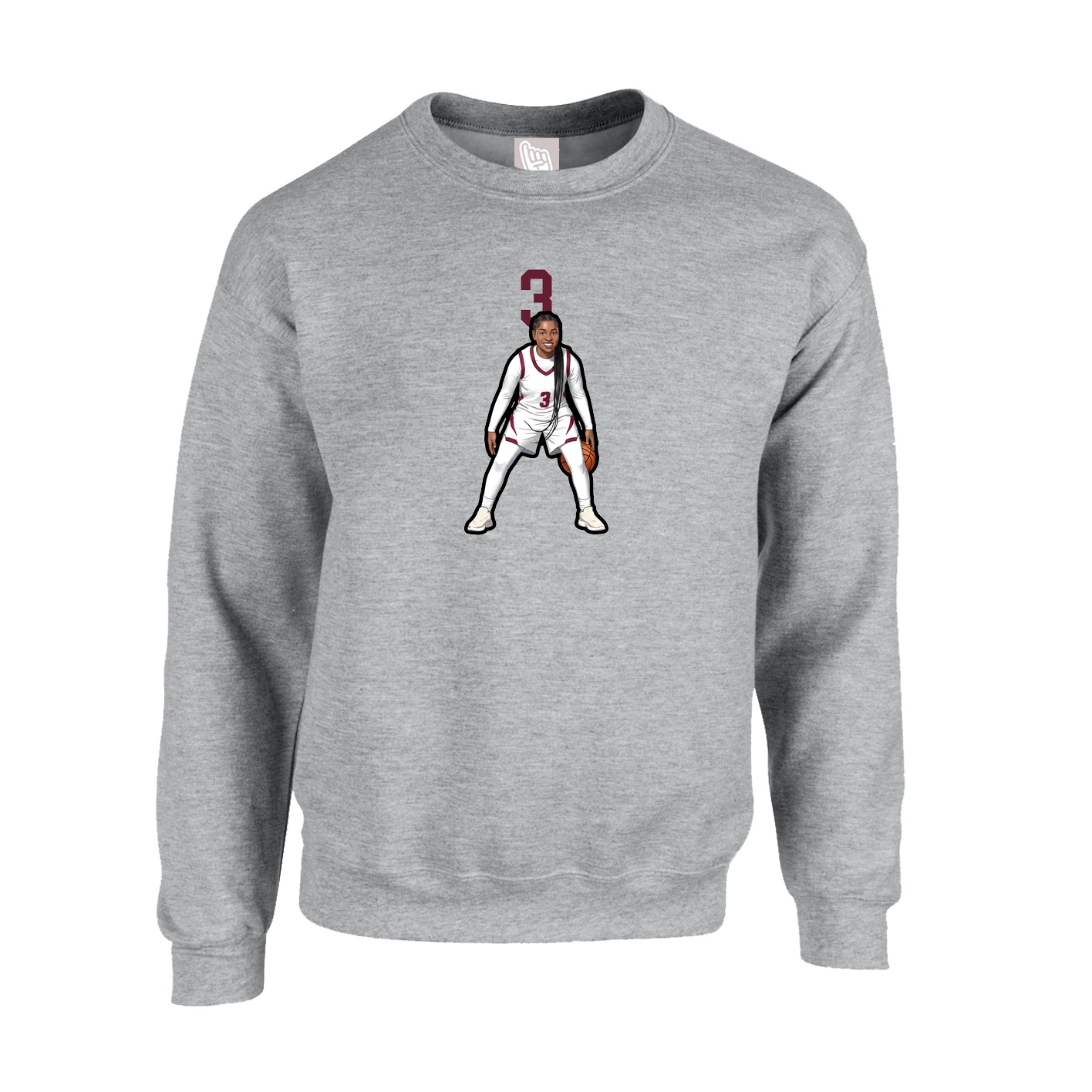Fleece Crew — Number Top in Grey