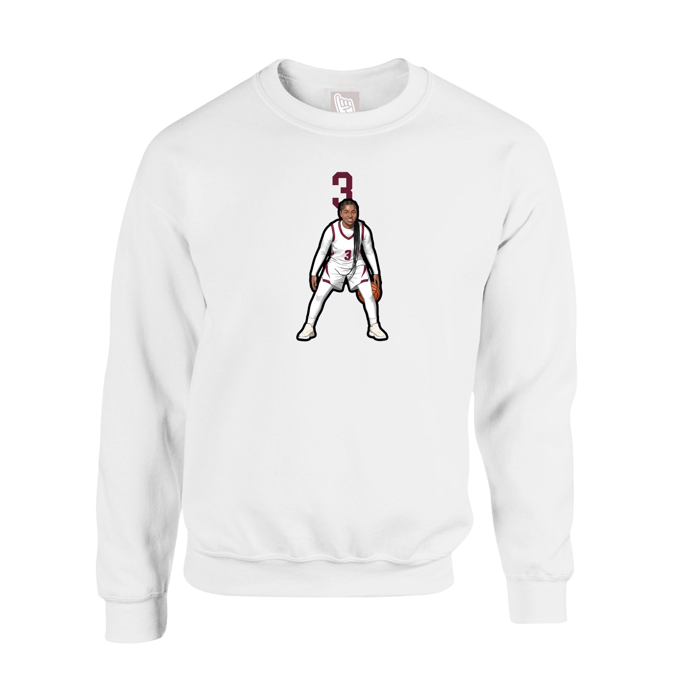 Fleece Crew — Number Top in White