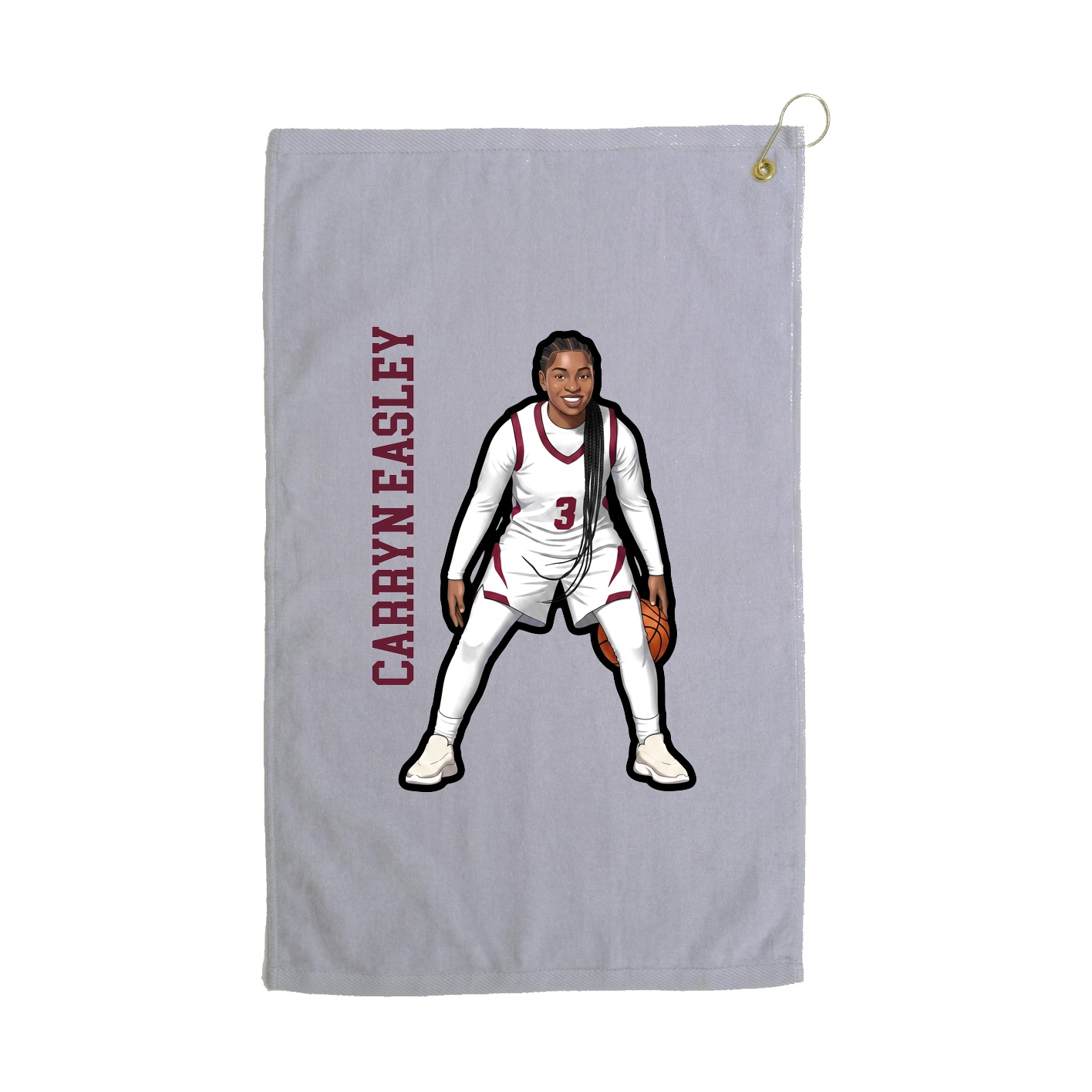 Golf Towel — Name Vertical in Grey