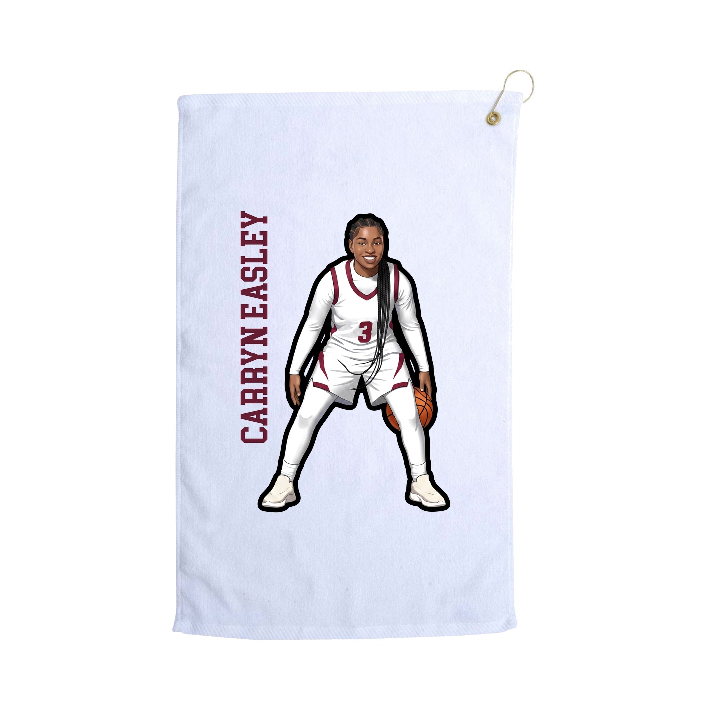 Golf Towel — Name Vertical in White