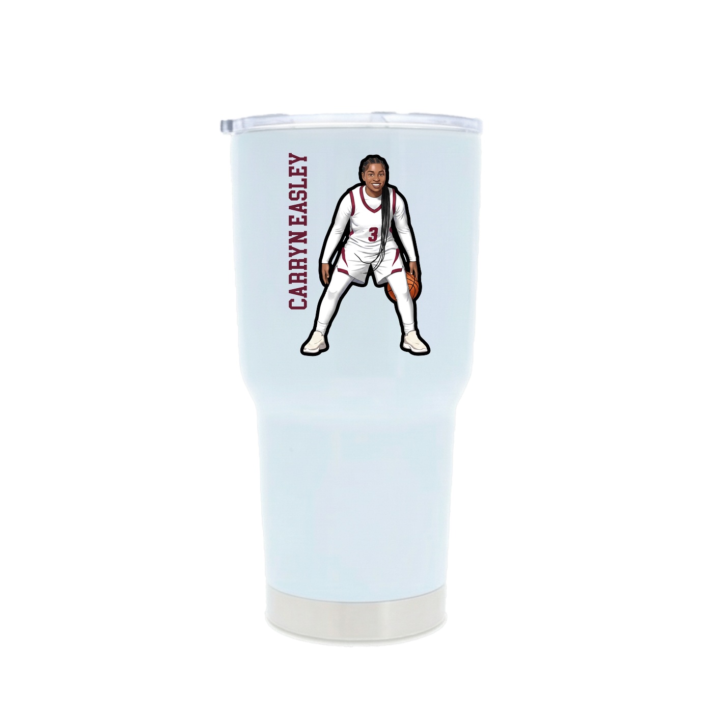 30oz Stainless Steel Tumbler — Name Vertical in White