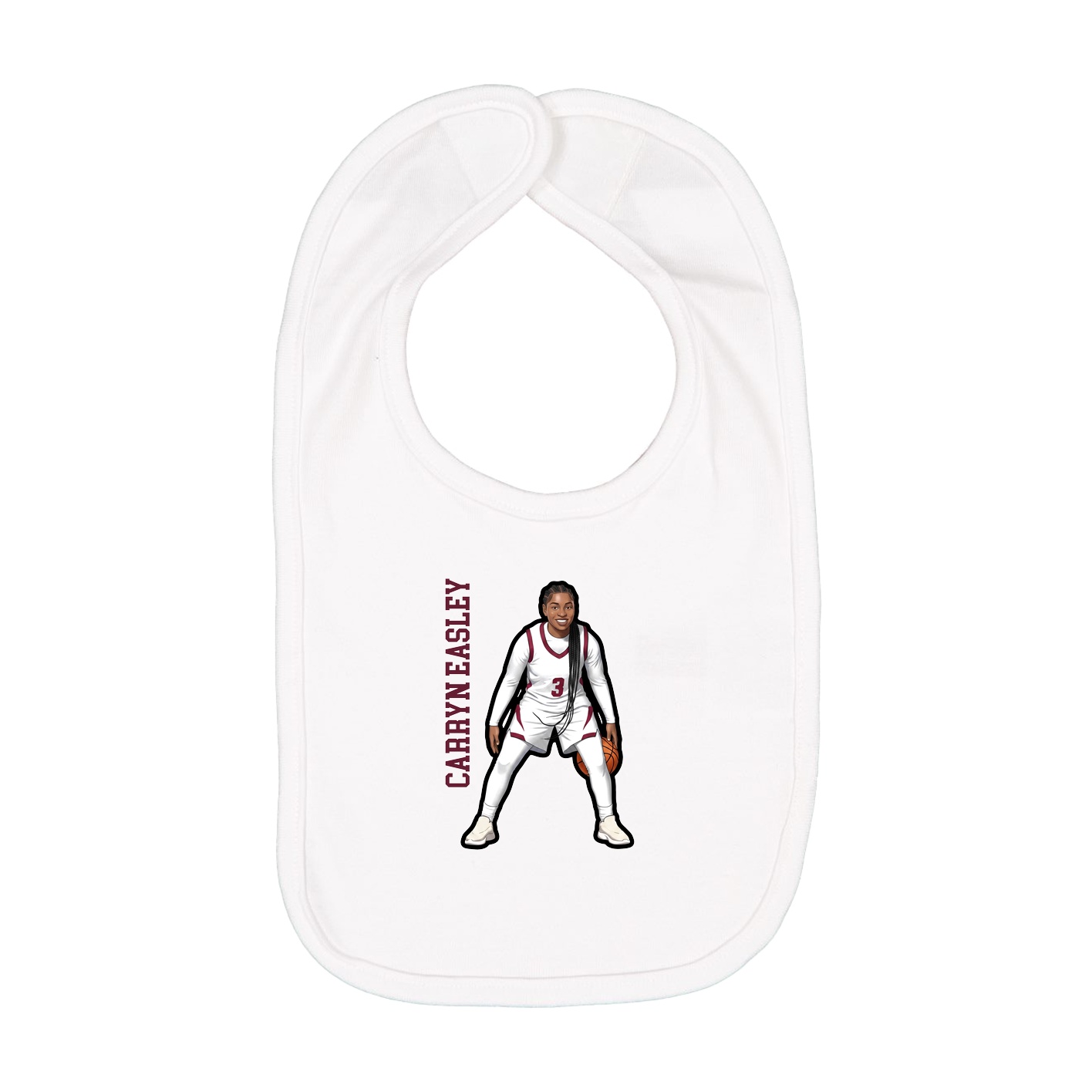 Infant Bib — Name Vertical in White
