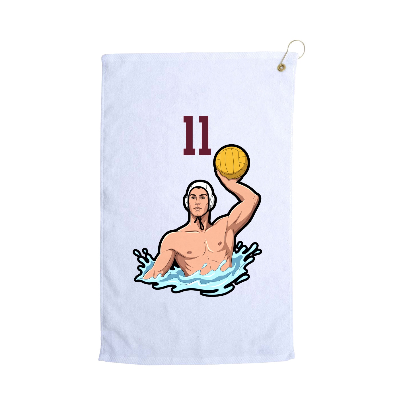 Golf Towel — Number Top in White