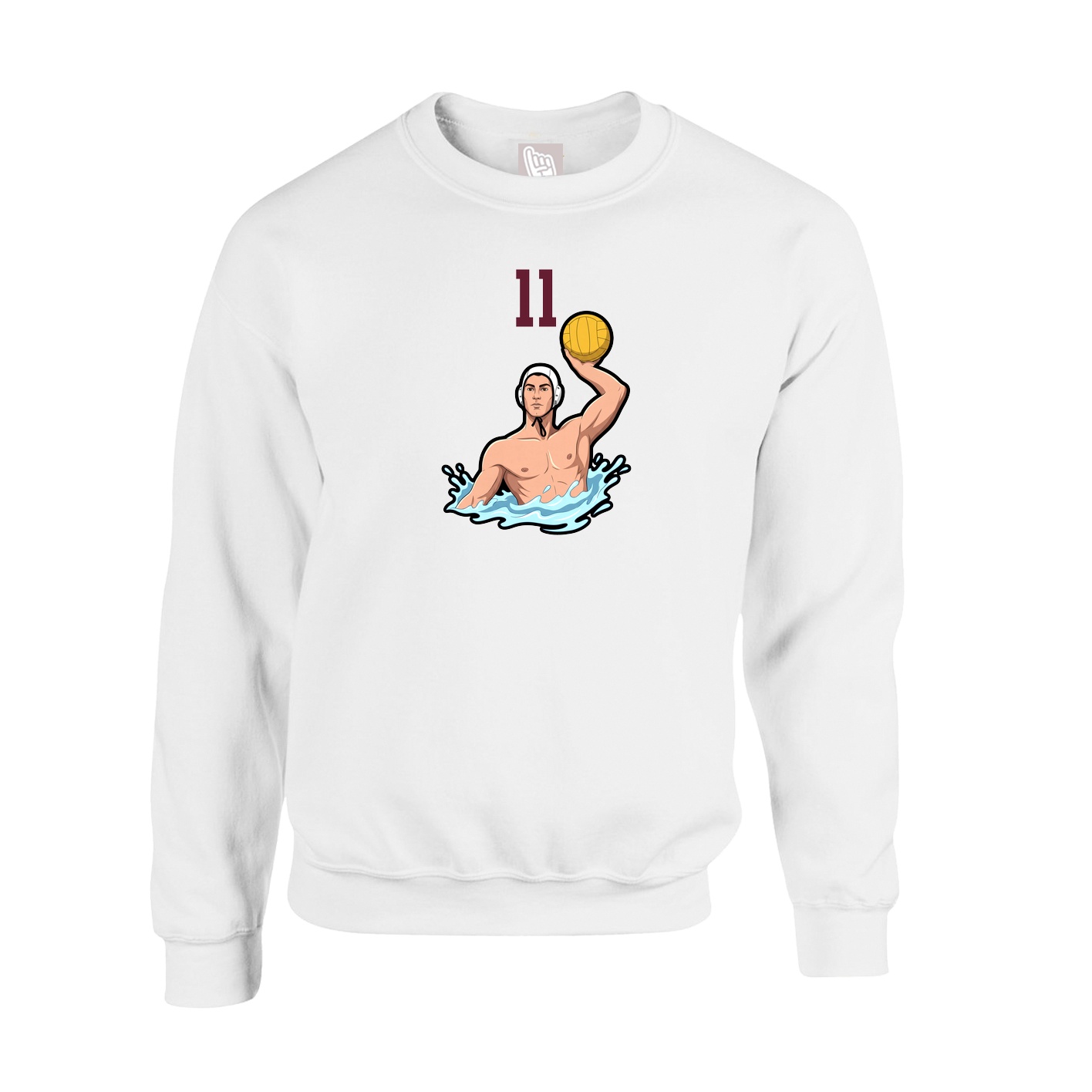 Fleece Crew — Number Top in White