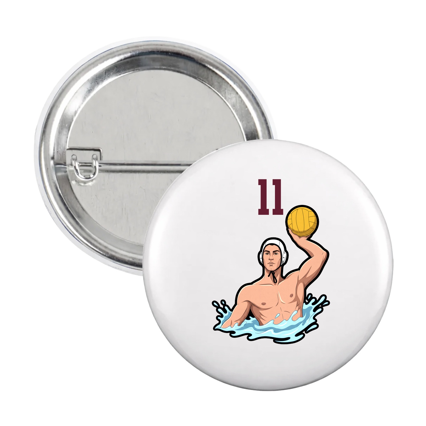 Game Day Button — Number Top in White