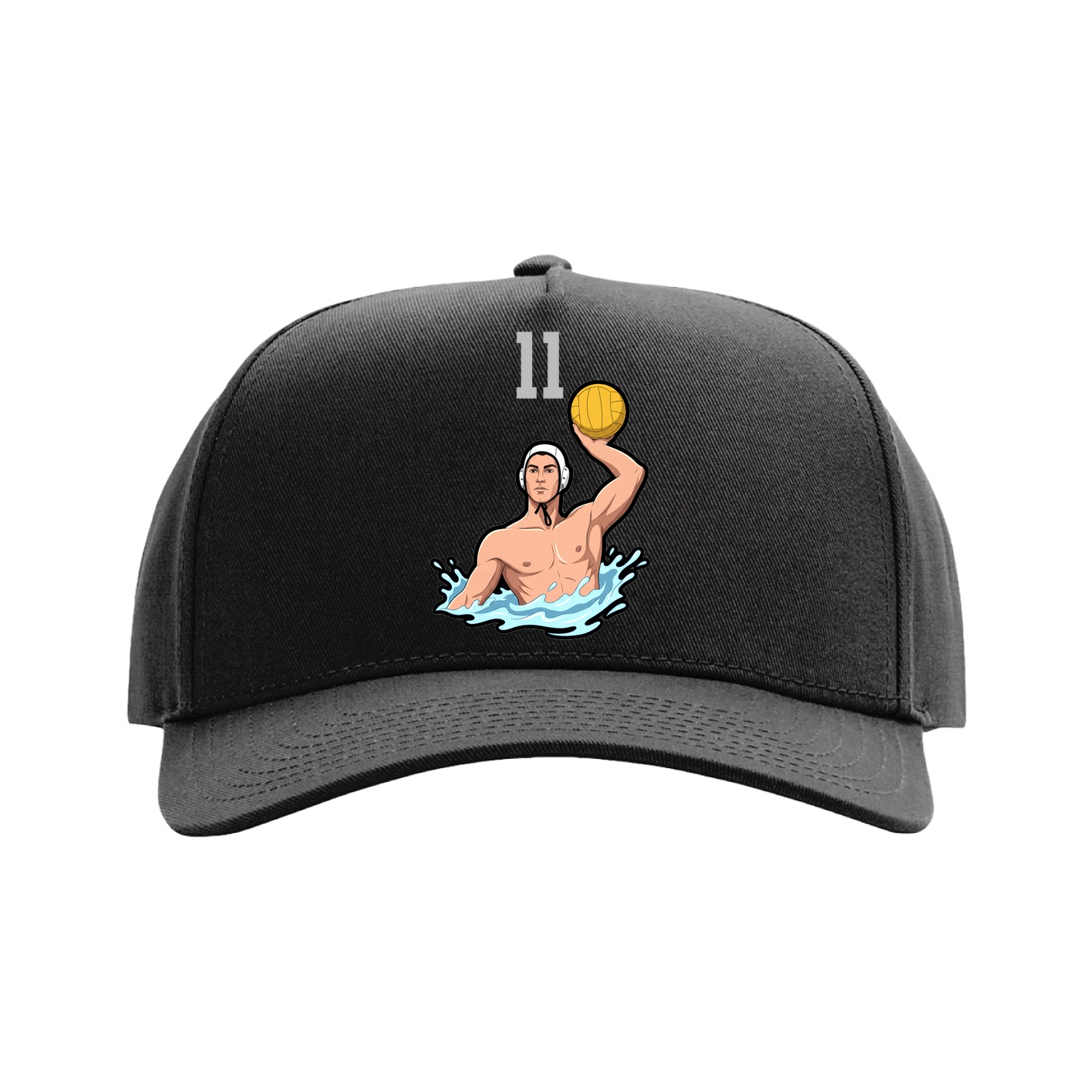 Full Fabric Five-Panel Champ Cap — Number Top in Black