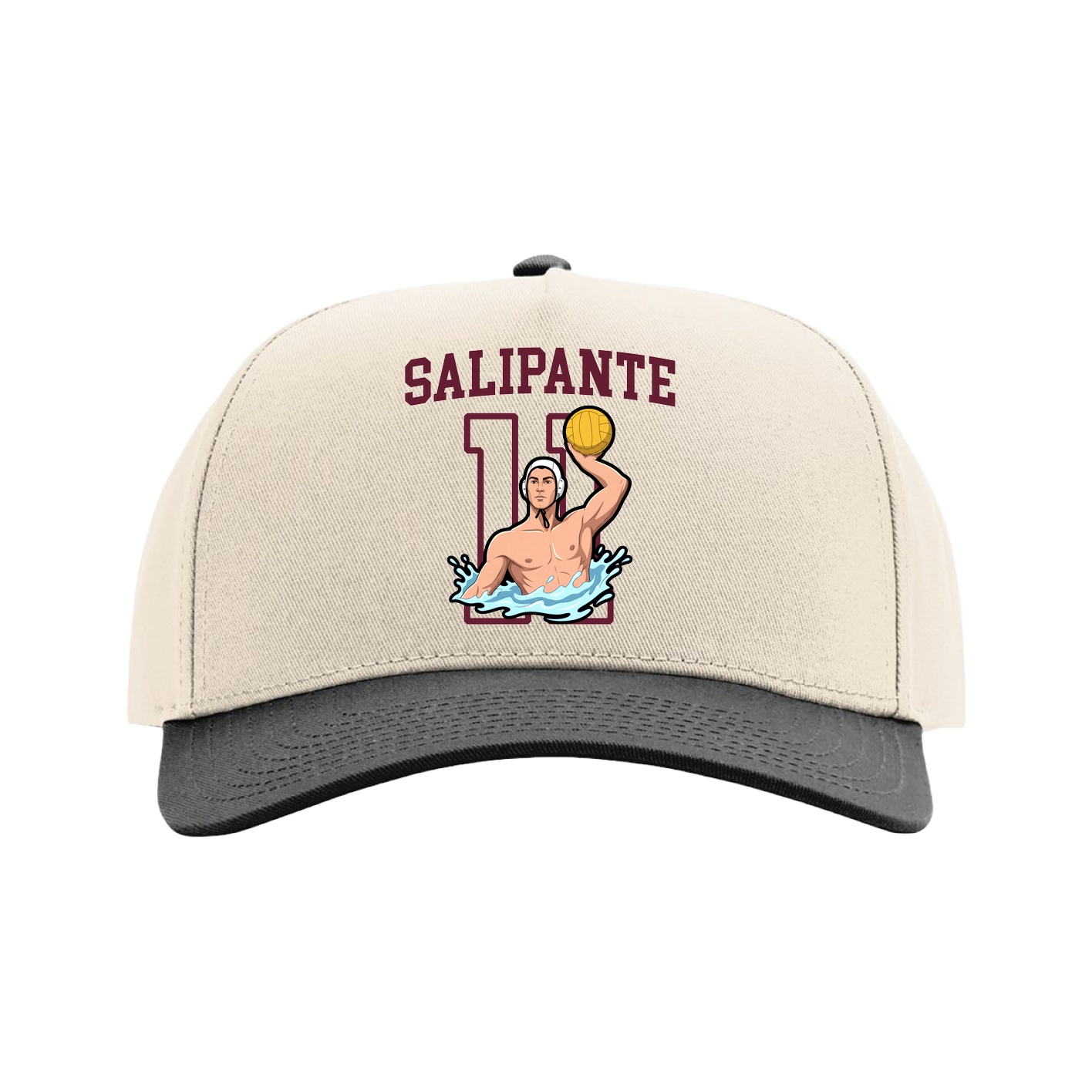 Full Fabric Five-Panel Champ Cap — Shirsey in Cream/Black