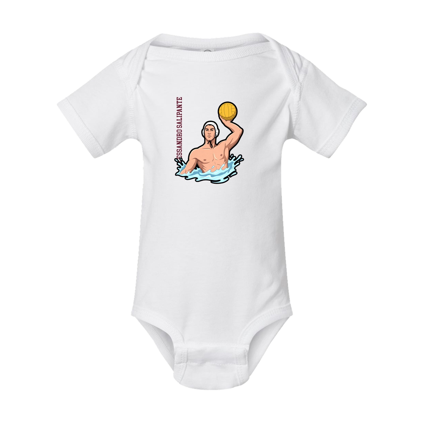 Baby Onesie — Name Vertical in White