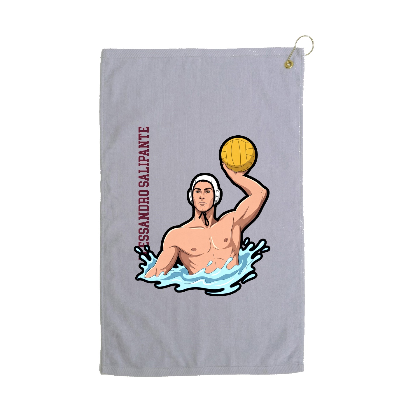 Golf Towel — Name Vertical in Grey