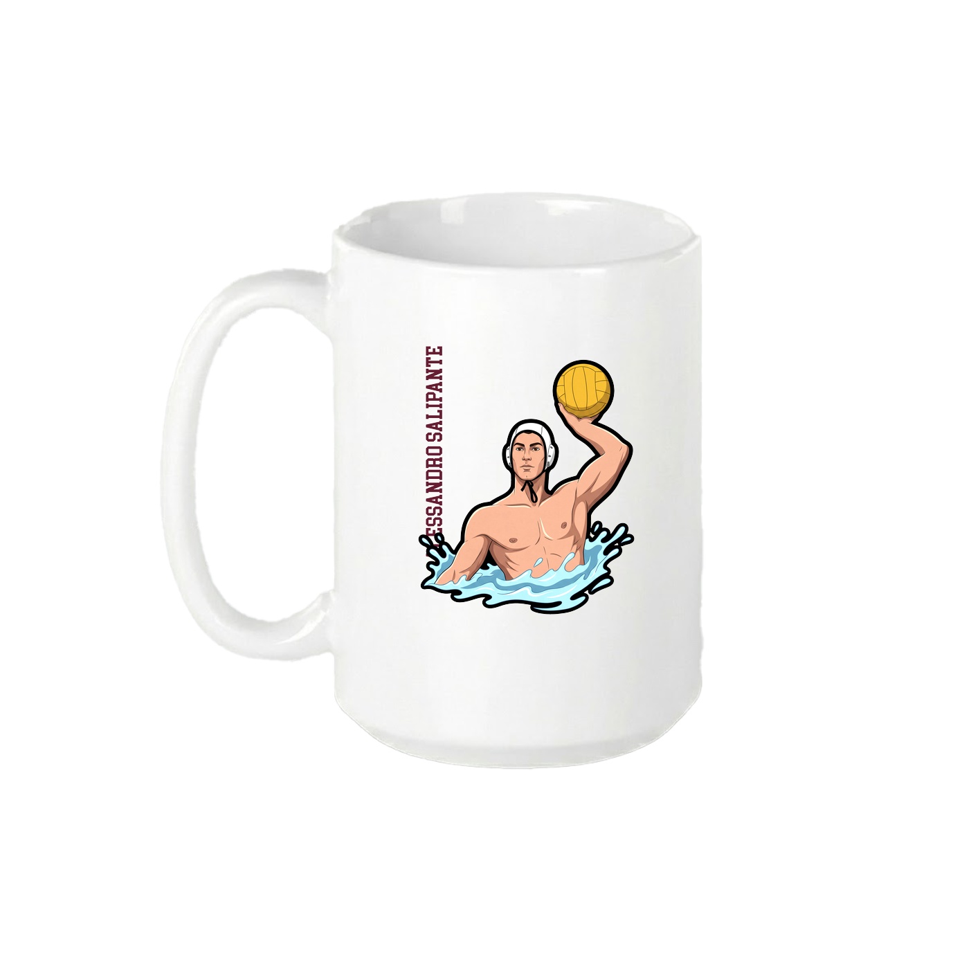 15oz Coffee Mug — Name Vertical in White