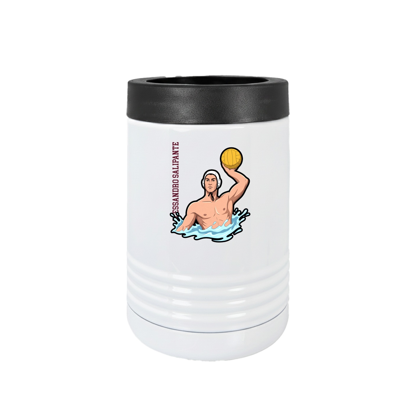 Beverage Holder — Name Vertical in White