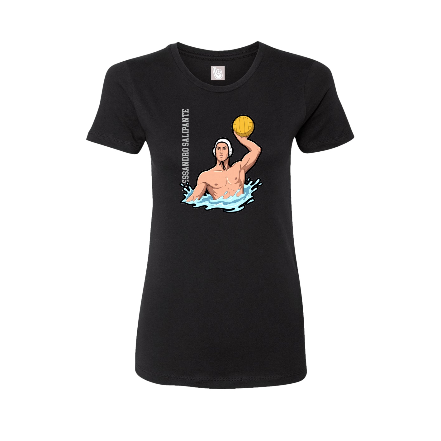 Fitted Women's Tee — Name Vertical in Black
