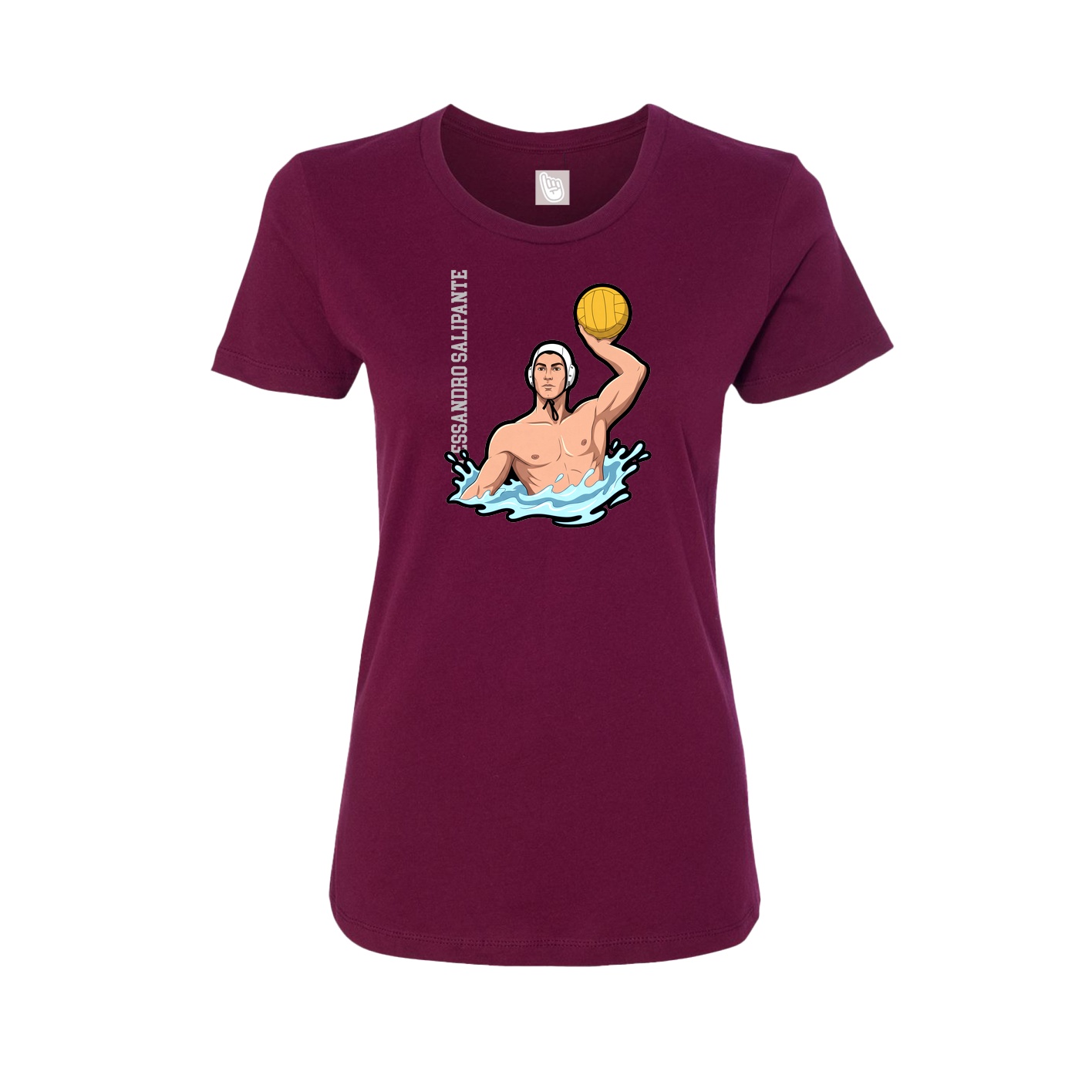 Womens Tee — Name Vertical in Maroon
