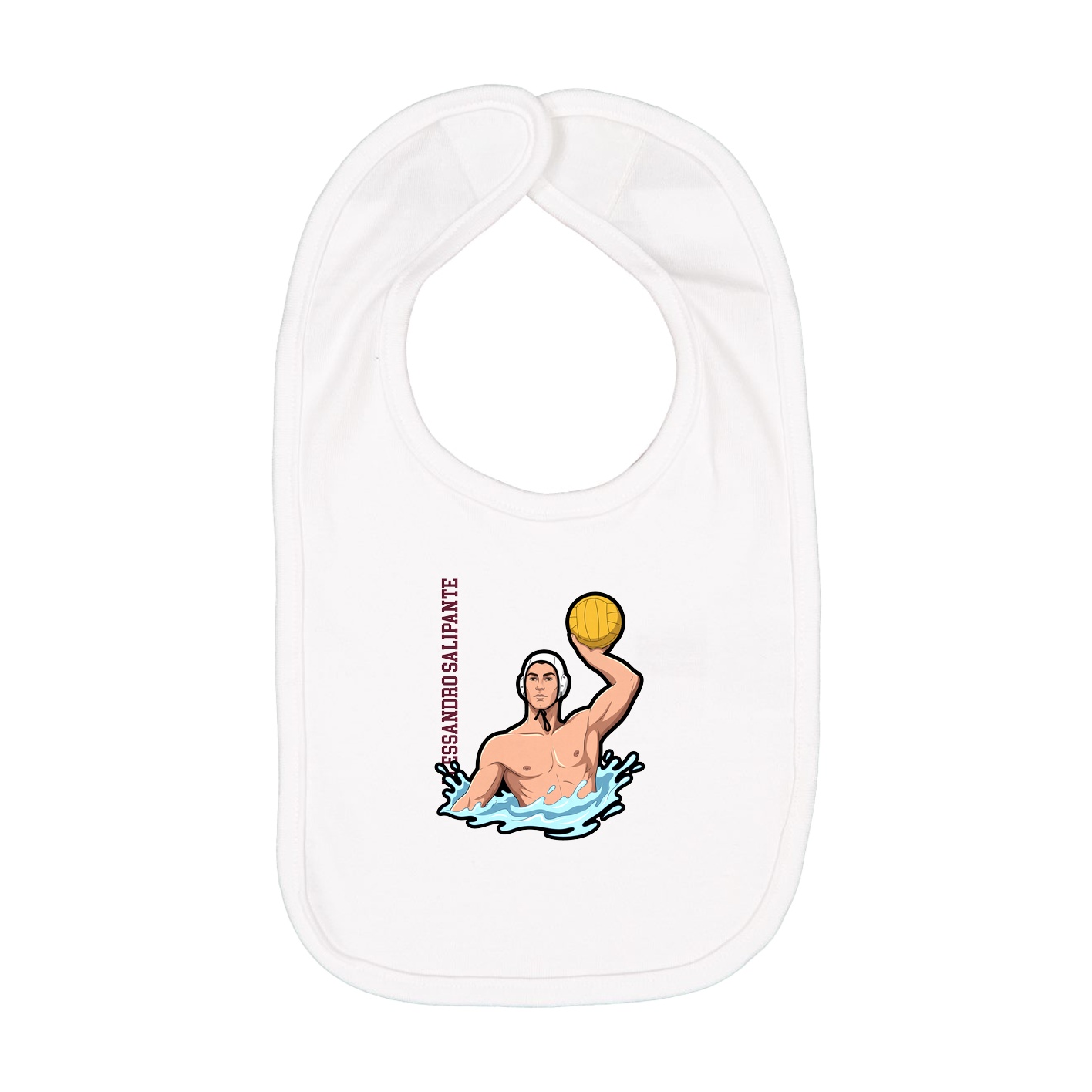 Infant Bib — Name Vertical in White