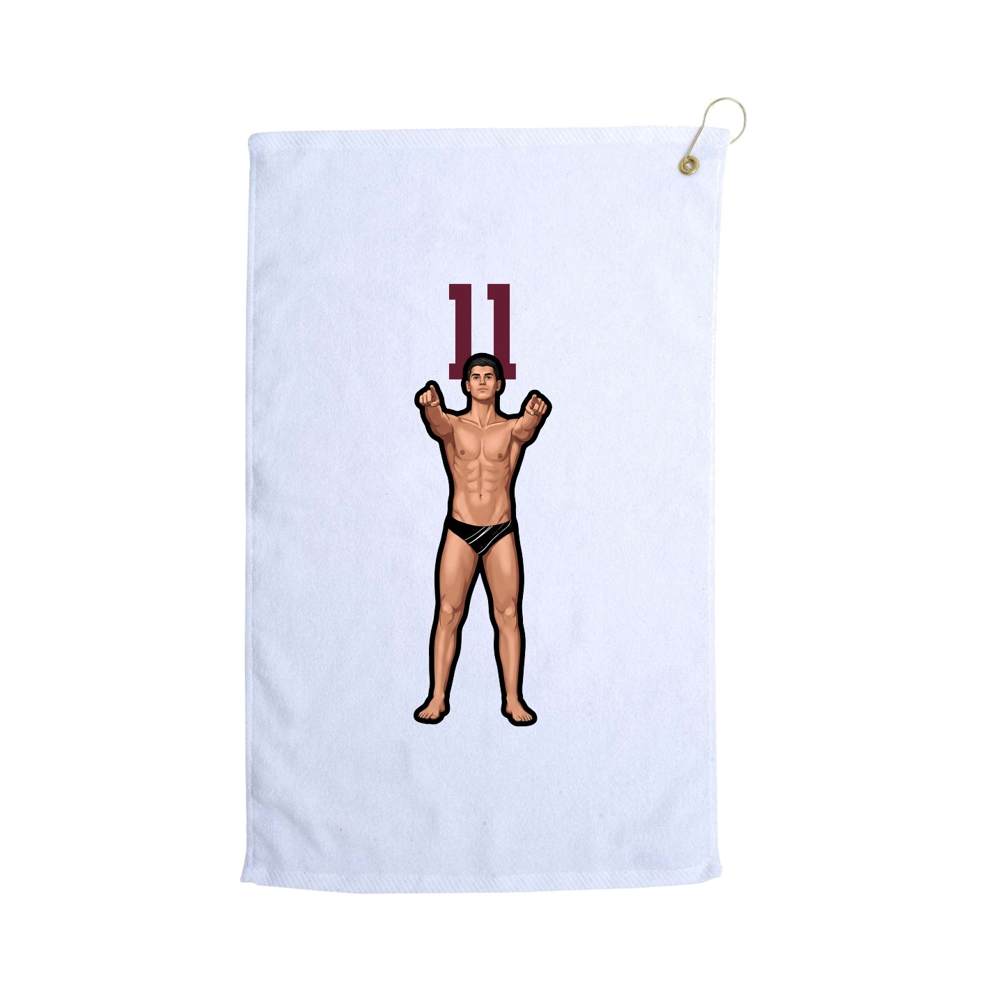 Golf Towel — Number Top in White