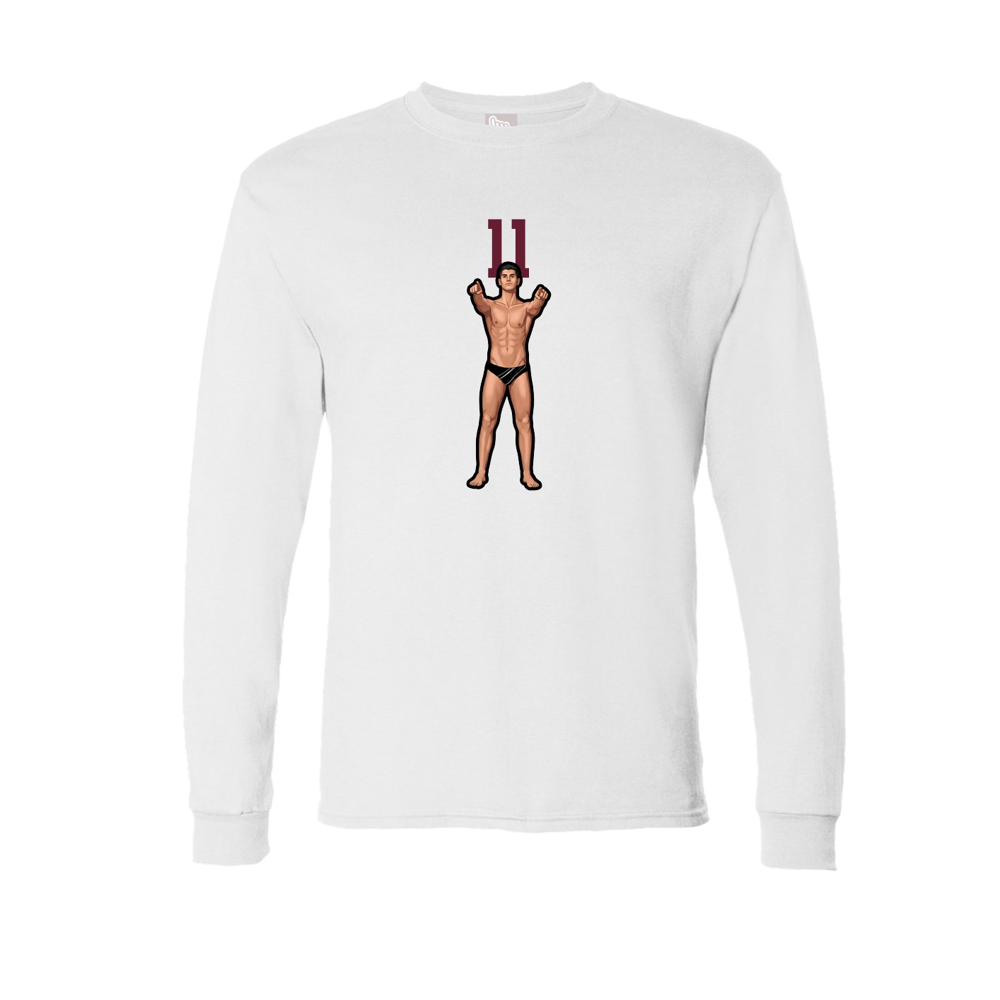 Long Sleeve Tee — Number Top in White
