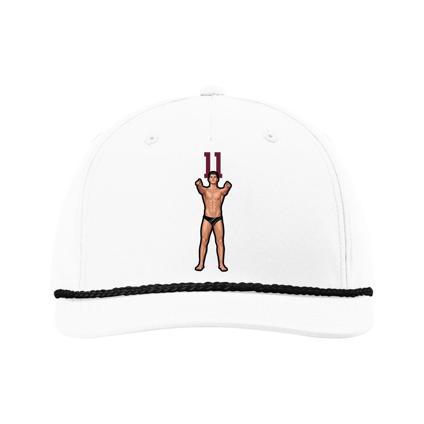 Five-Panel Classic Rope Cap — Number Top in White
