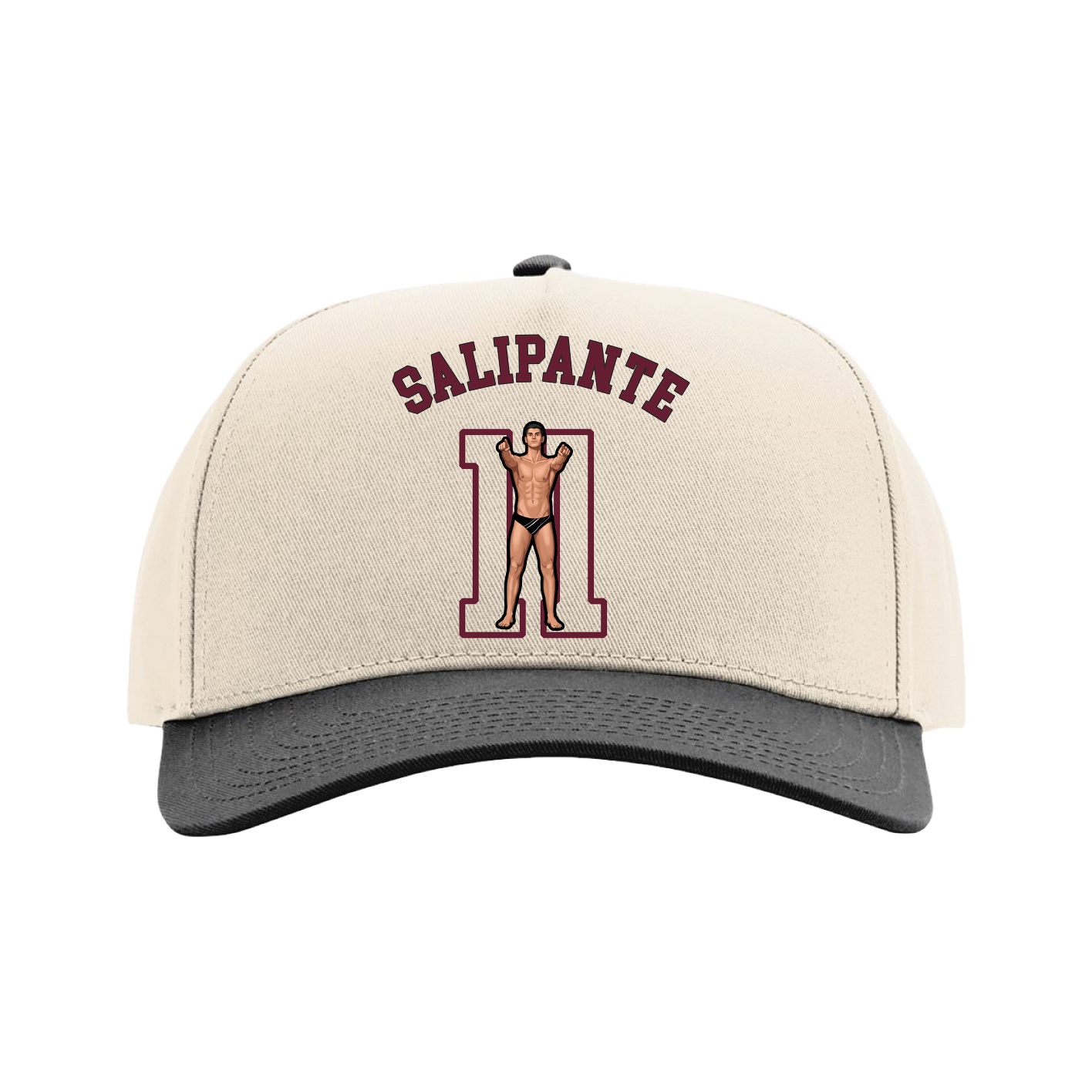 Full Fabric Five-Panel Champ Cap — Shirsey Arch in Cream/Black