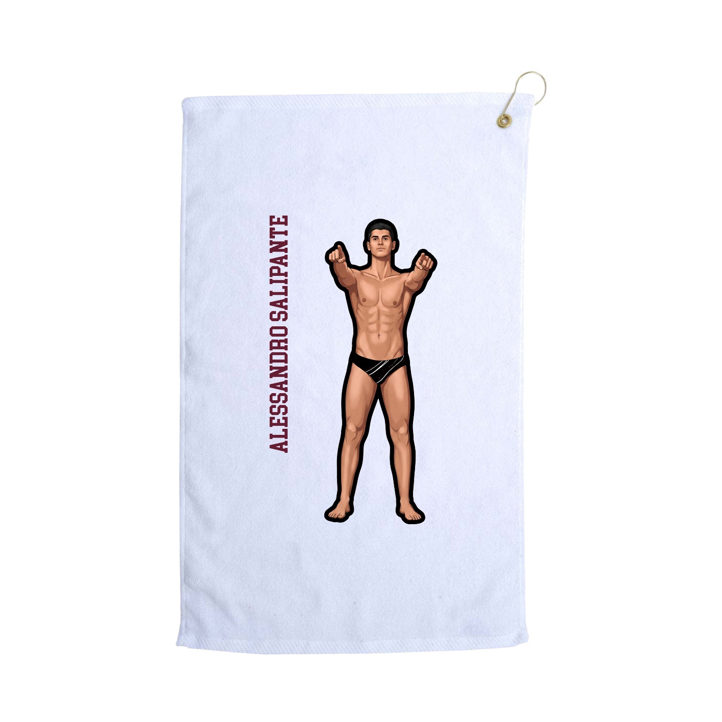 Golf Towel — Name Vertical in White