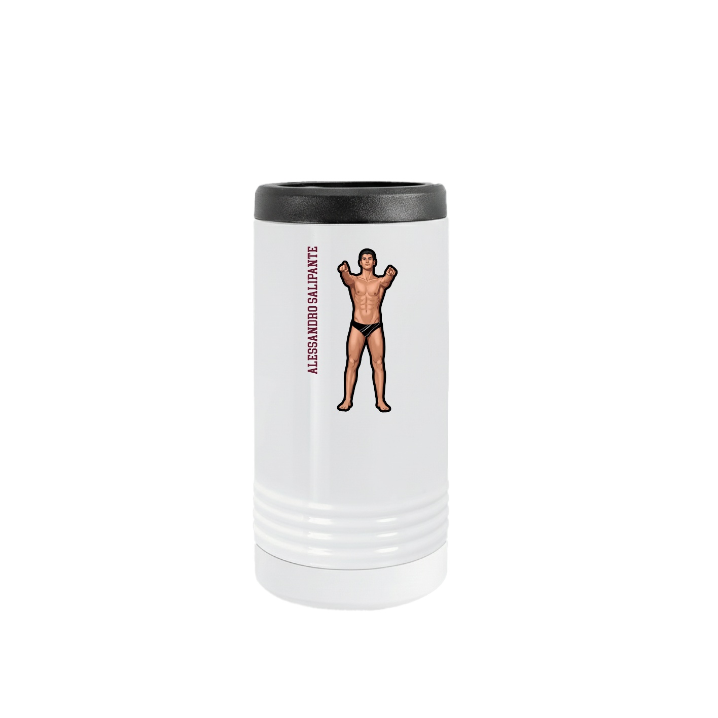 Slim Beverage Holder — Name Vertical in White