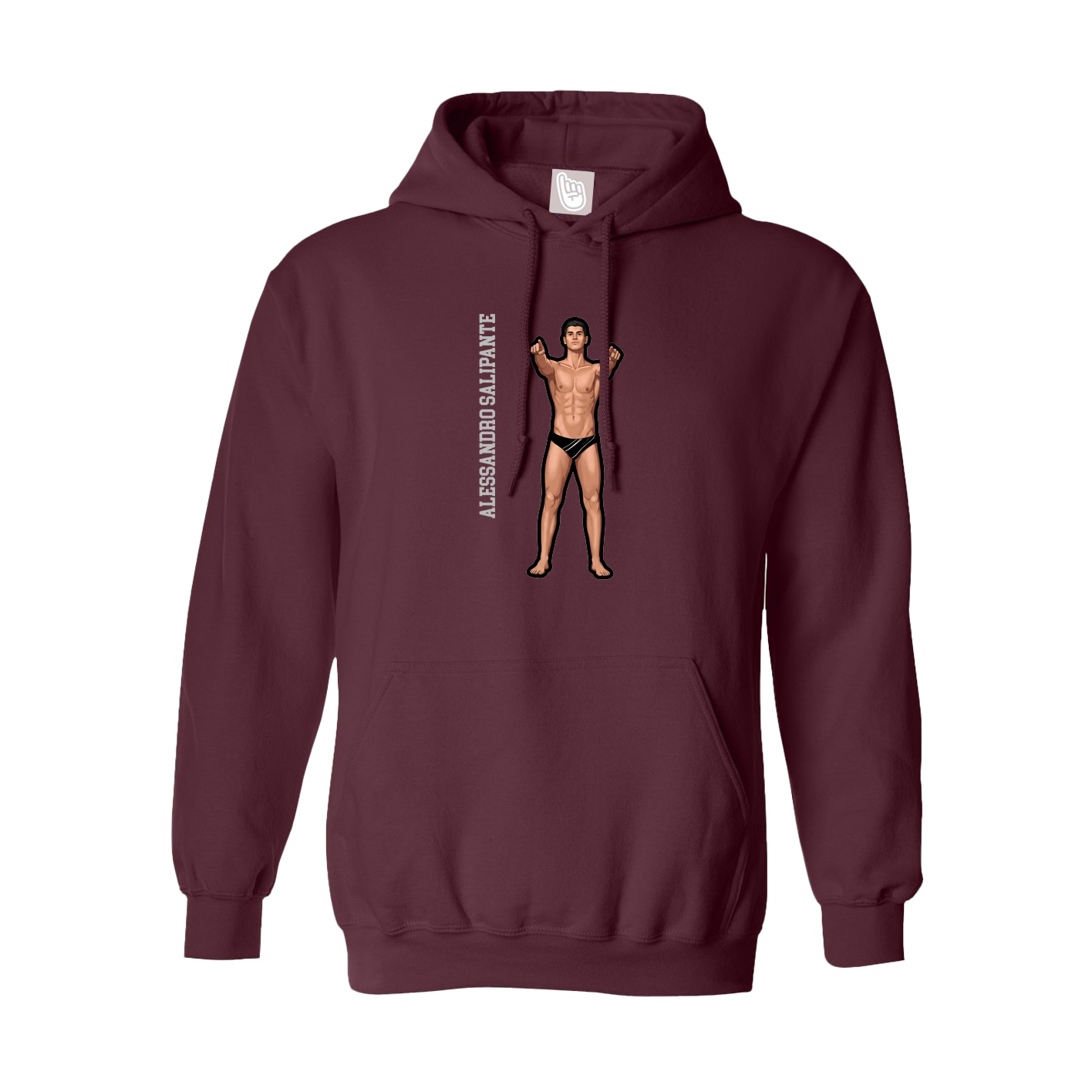 Youth Hoodie — Name Vertical in Maroon