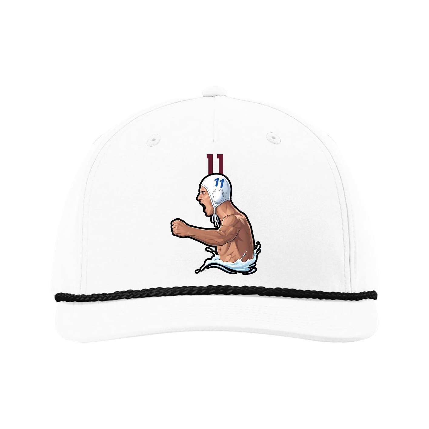 Five-Panel Classic Rope Cap — Number Top in White