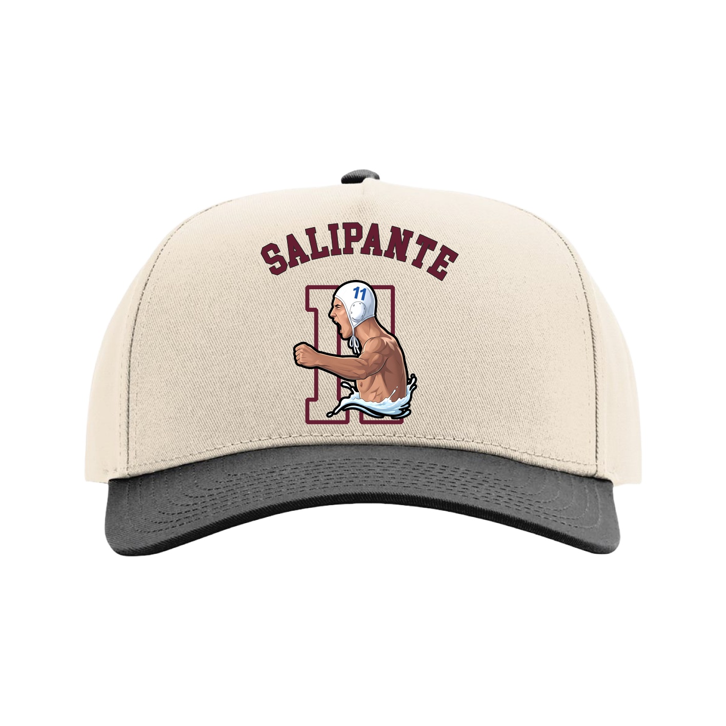 Full Fabric Five-Panel Champ Cap — Shirsey Arch in Cream/Black