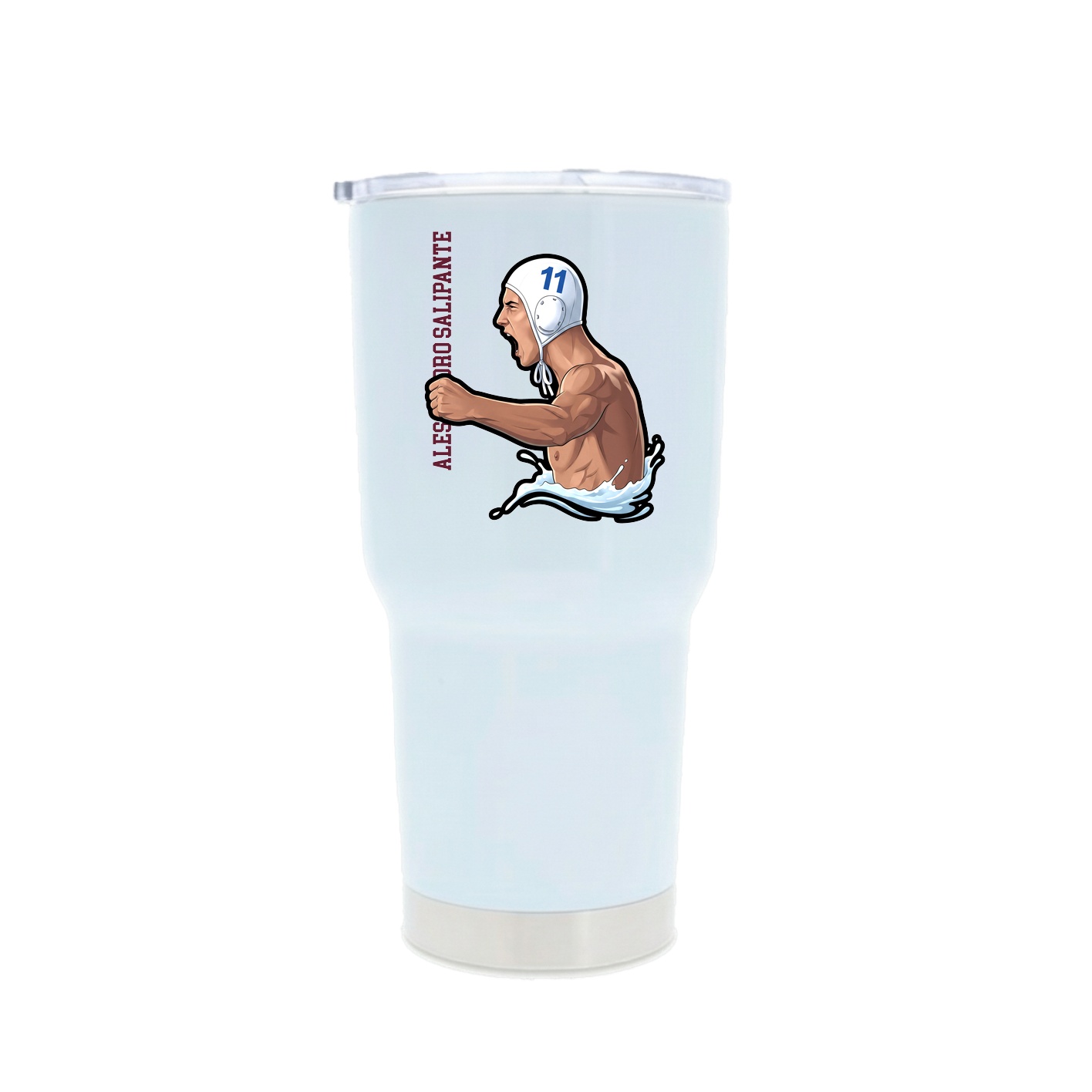 30oz Stainless Steel Tumbler — Name Vertical in White