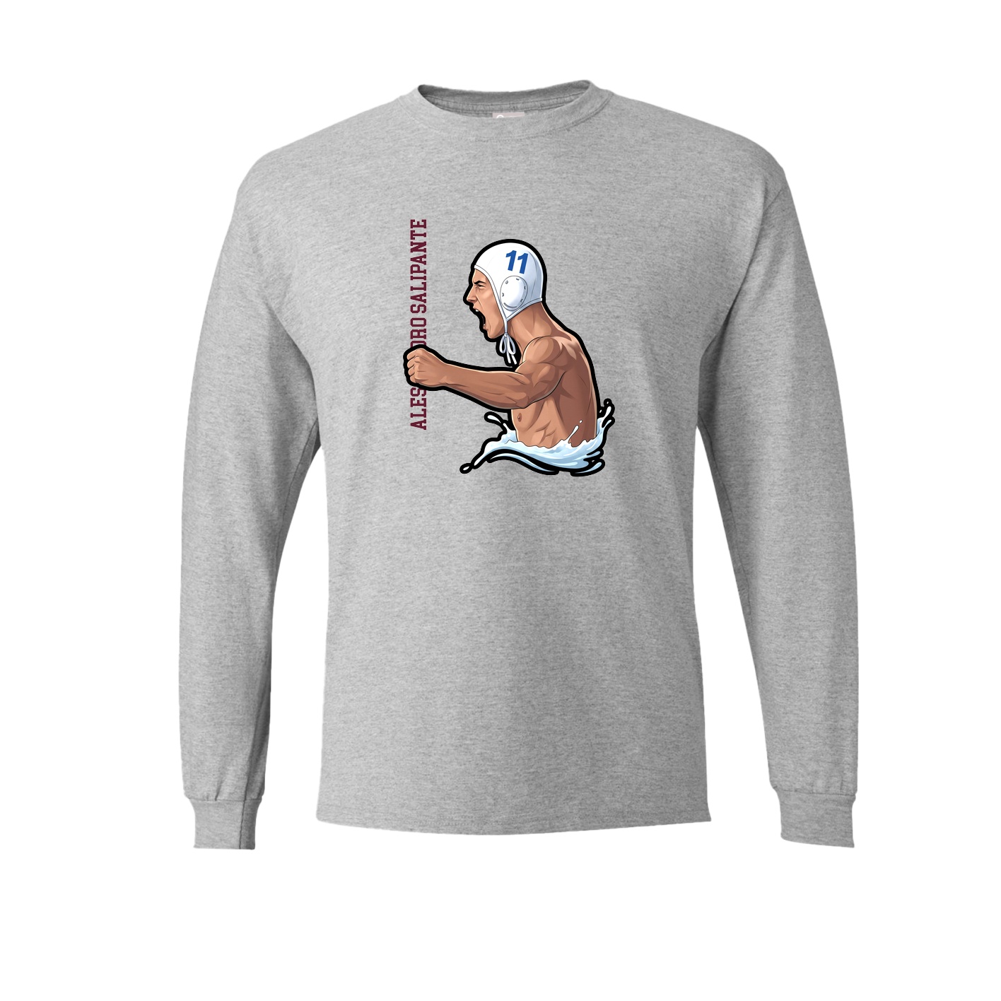 Long Sleeve Tee — Name Vertical in Grey