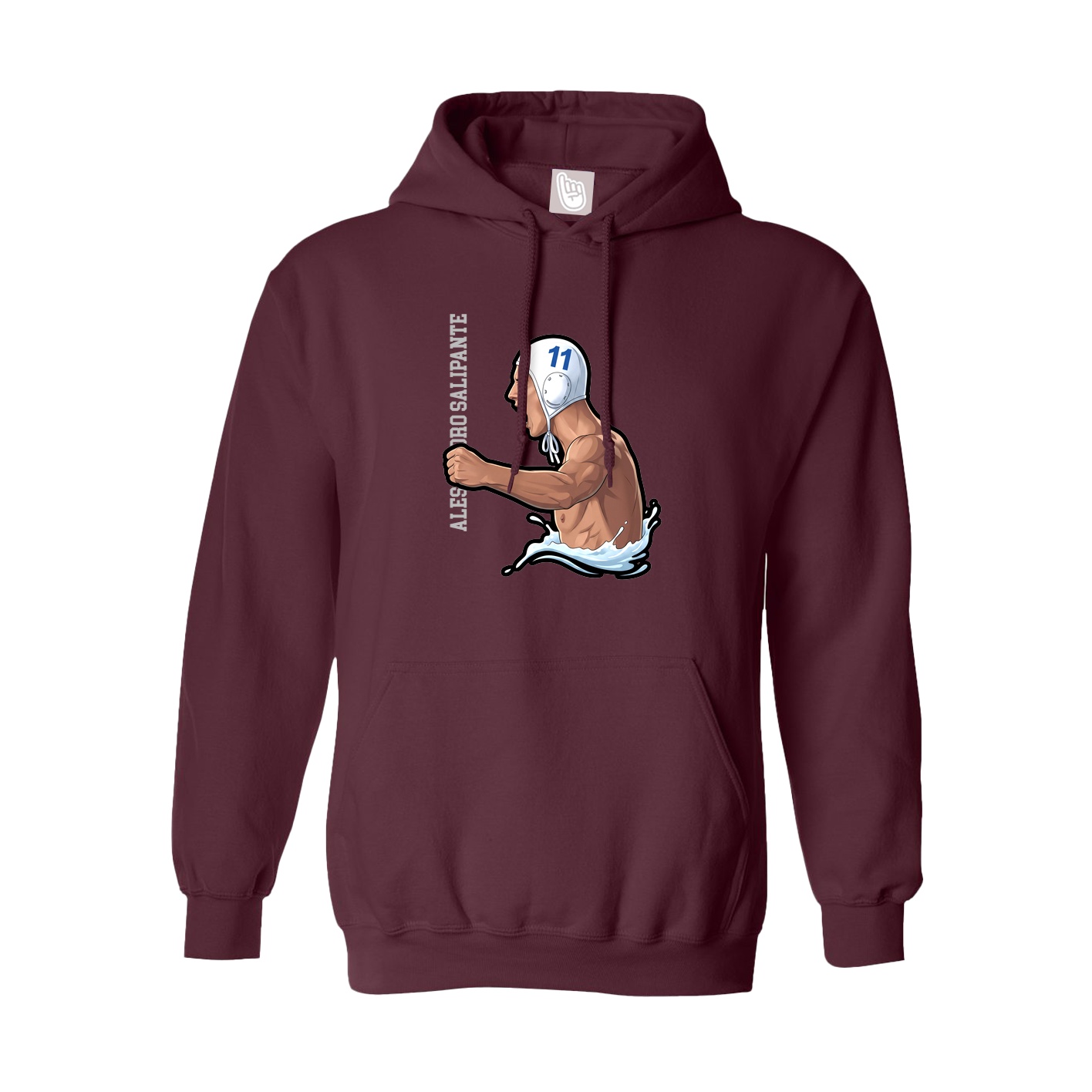 Hoodie — Name Vertical in Maroon