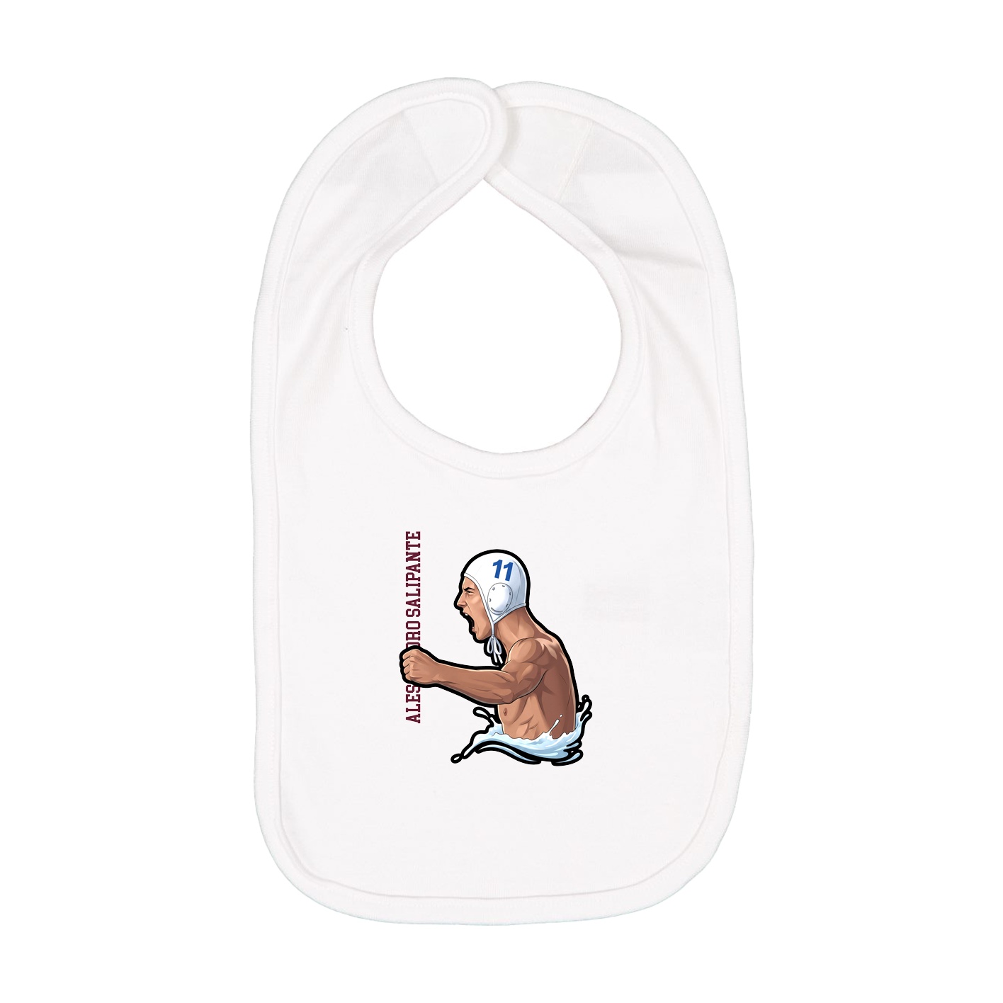 Infant Bib — Name Vertical in White