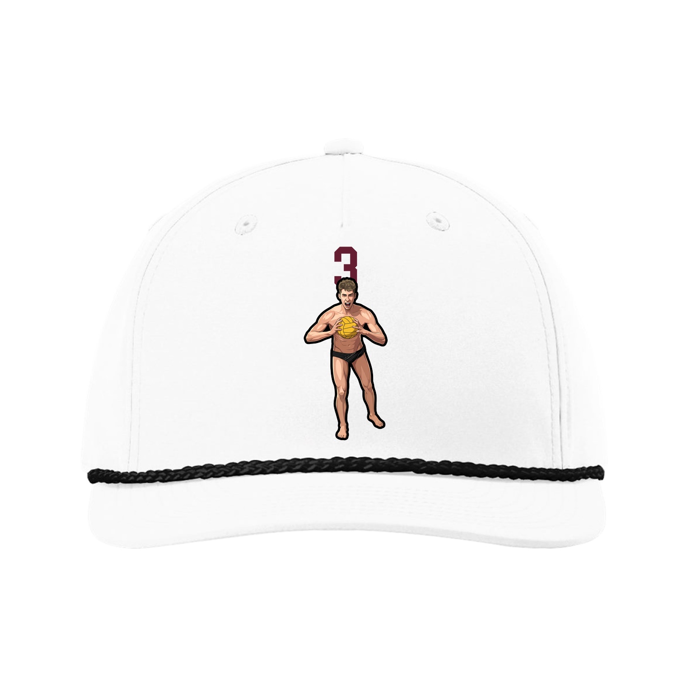 Five-Panel Classic Rope Cap — Number Top in White