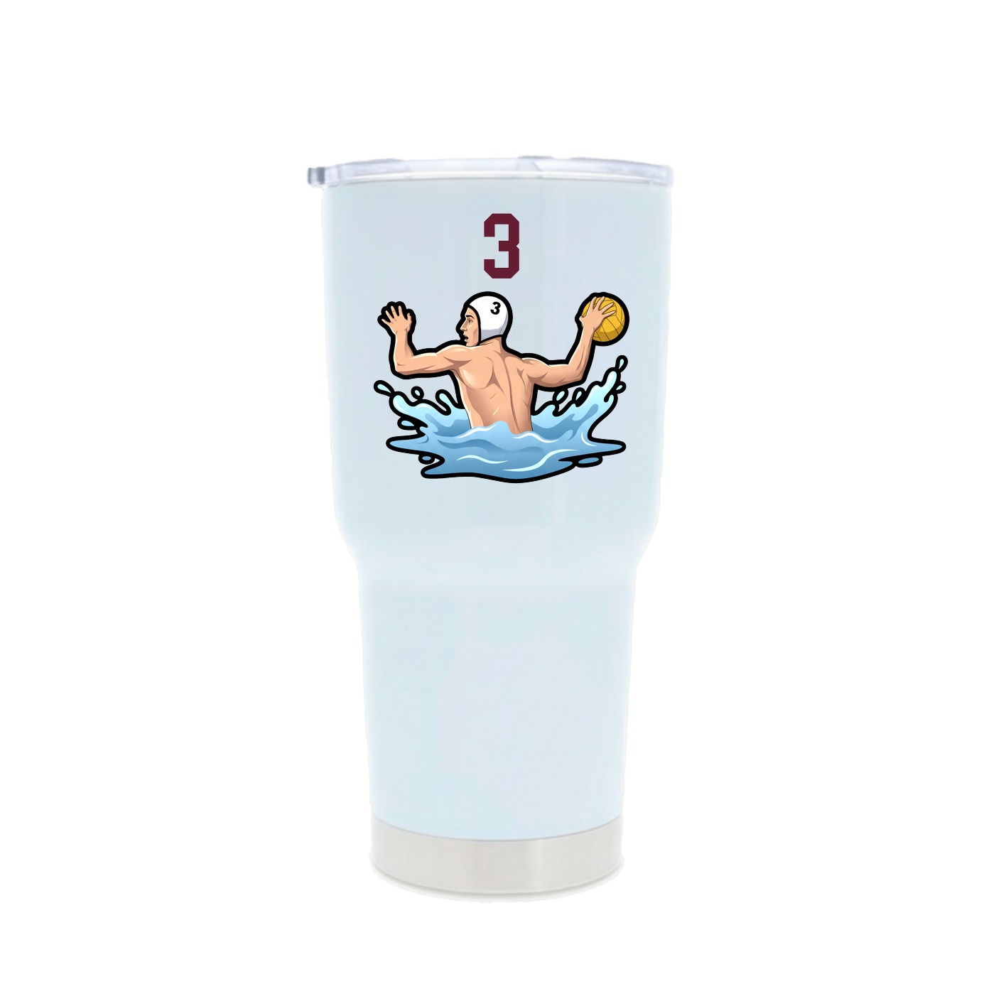 30oz Stainless Steel Tumbler — Number Top in White