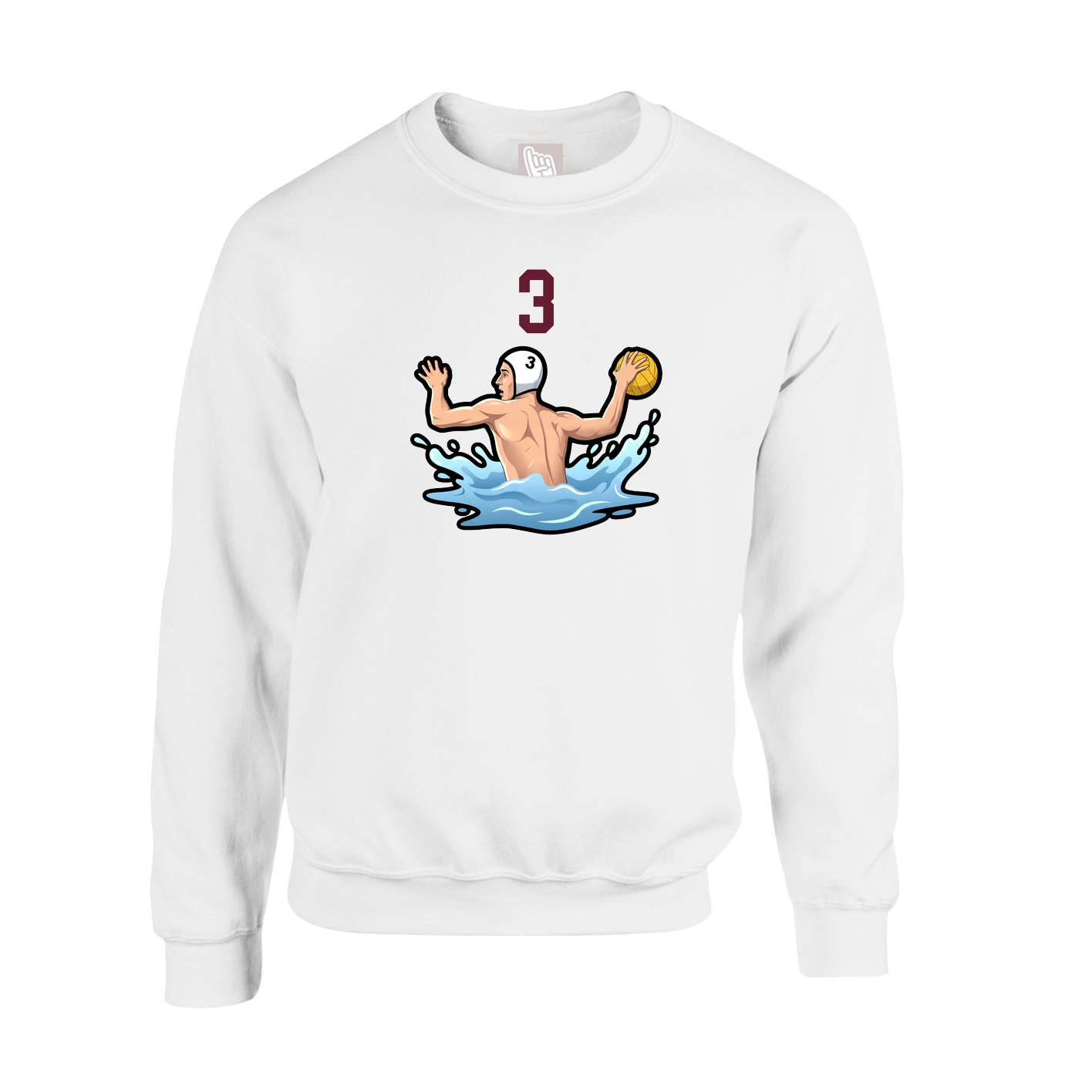Fleece Crew — Number Top in White