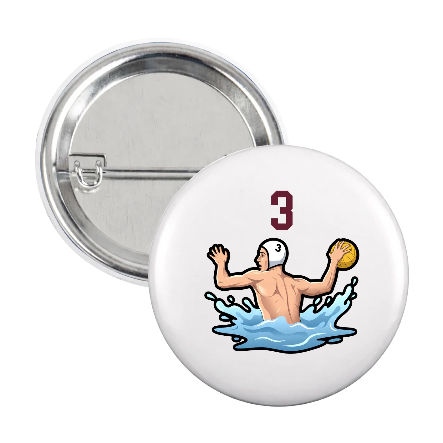 Game Day Button — Number Top in White